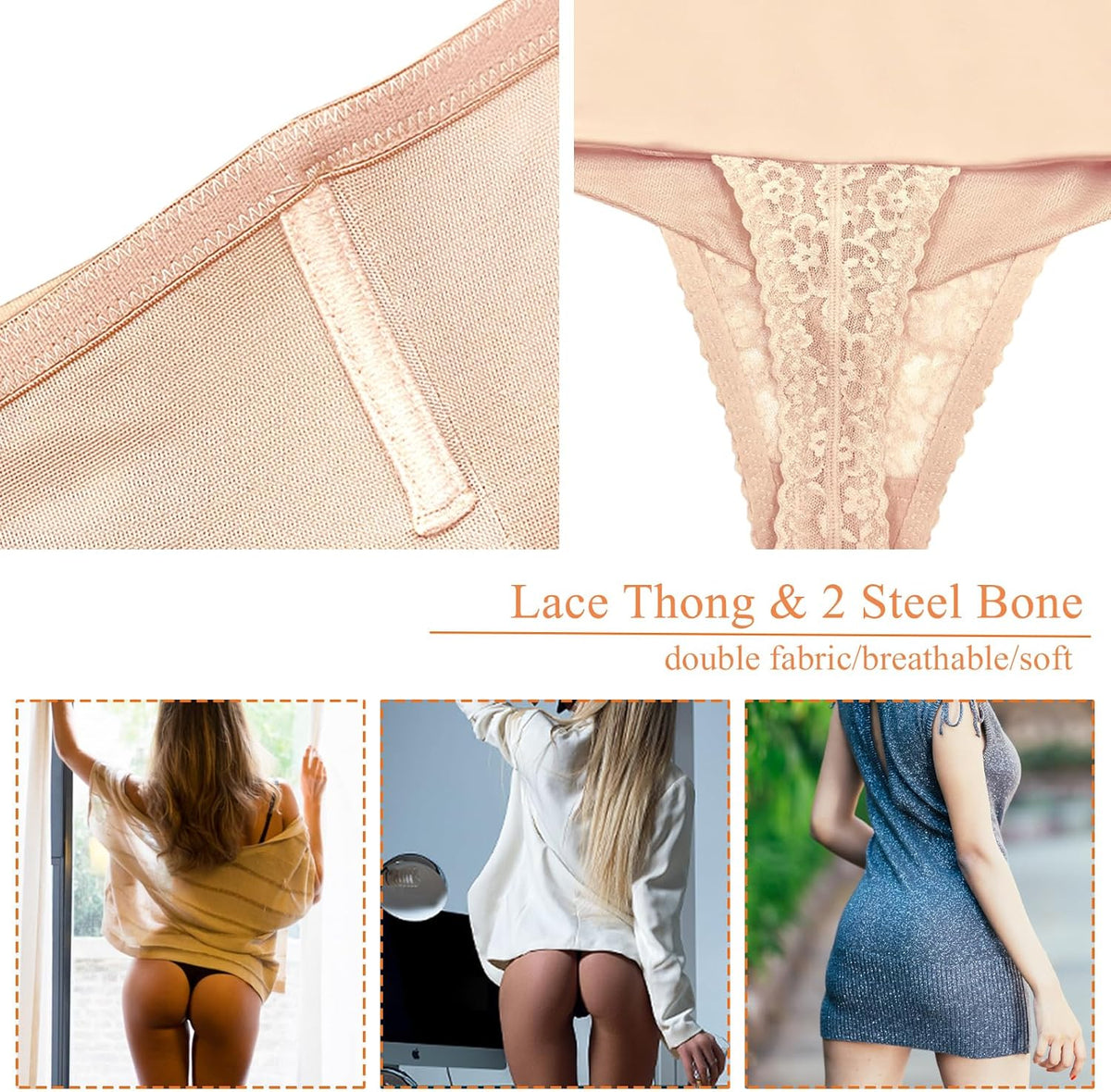 Tummy Control Thong Shapewear for Women Lace Shaping Thong Girdle | Mid High Waisted Body Thong Shaper Underwear,Light to Medium Control Shapewear