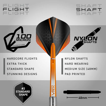 Darts – Amberjack Series Steel Tip Dart Set with Dart Flights and Dart Shafts (Stems) - Available in Variety of Weight and Barrel