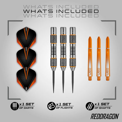 Darts – Amberjack Series Steel Tip Dart Set with Dart Flights and Dart Shafts (Stems) - Available in Variety of Weight and Barrel