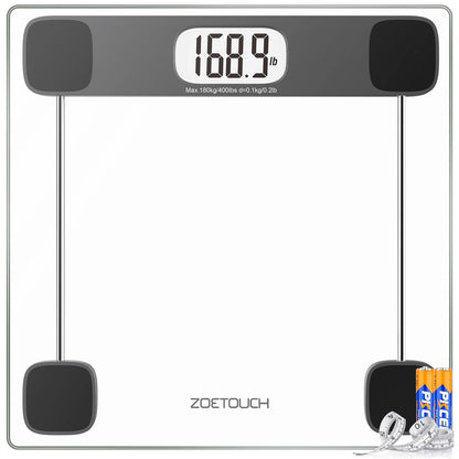 Scale for Body Weight, Accurate Bathroom Scales, Digital Weighing Machine for People, 400Lb Capacity, LCD Display, Step-On Technology, Tempered Glass, Measuring Tape Included