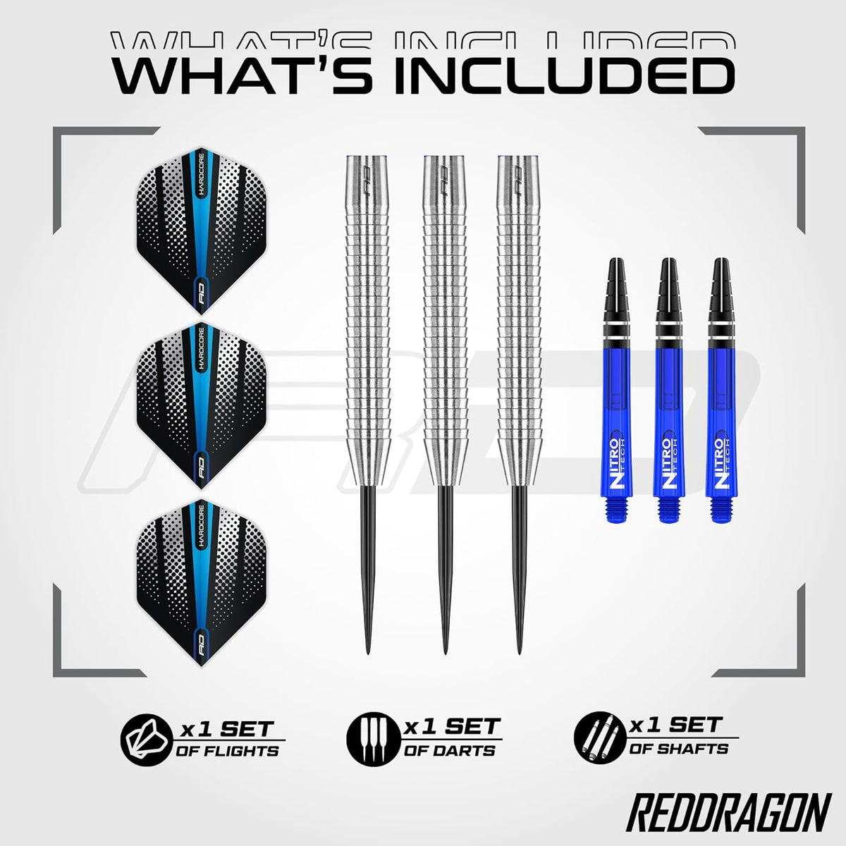 Razor Edge Original 26G Tungsten Darts with Flights and Stems | Professional Darts Set | Nylon Shafts & Durable Hardcore 100 Micron Flights | Match Weighed Design & Improved Aerodynamics