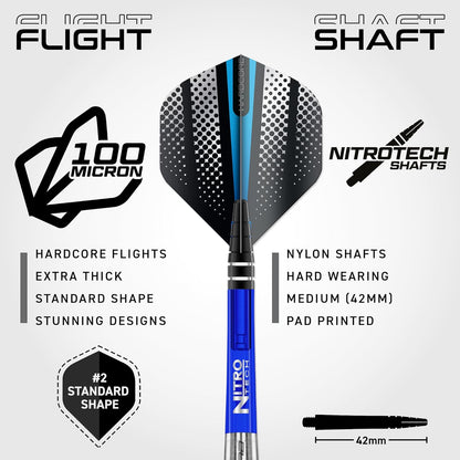 Razor Edge Original 26G Tungsten Darts with Flights and Stems | Professional Darts Set | Nylon Shafts & Durable Hardcore 100 Micron Flights | Match Weighed Design & Improved Aerodynamics