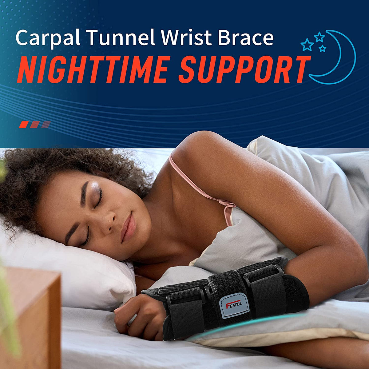 Carpal Tunnel Wrist Brace Night Support, Adjustable Right Hand Brace | S/M, Wrist Splint with Metal Bar for Women & Men; Relieves Tendonitis, Arthritis & Sprain; Day & Night Wear for Sleep or Work