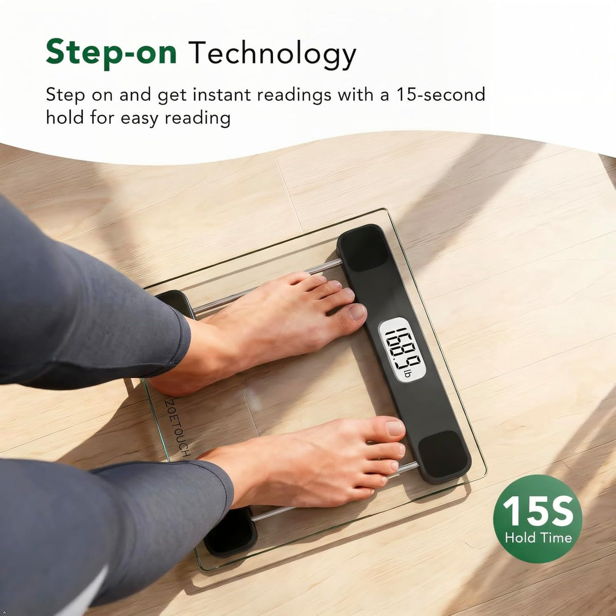 Scale for Body Weight, Accurate Bathroom Scales, Digital Weighing Machine for People, 400Lb Capacity, LCD Display, Step-On Technology, Tempered Glass, Measuring Tape Included